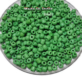 50 Grams Pkg. Glass Seed Beads, 6/0 Size About 4mm Green Opaque