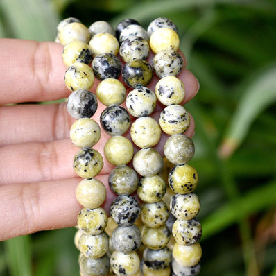 1 LINE/STRING' 8 MM' SMOOTH PLAIN ROUND YELLOW SERPENTINE BEADS' APPROX 45-46 BEADS