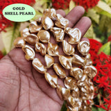 19~20 PCS/STRAND/LINE NATURAL DYED CREAM/GOLDISH CREAM DARK SHELL PEARL BEADS COLORFUL IRREGULAR BAROQUE PEARL BEADS LOOSE SPACERS FOR DIY NECKLACE BRACELET JEWELRY MAKING BEADING SUPPLIES IN SIZE ABOUT 15~22MM