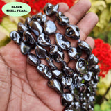 22~25PCS/STRAND/LINE NATURAL DYED BLACK SHELL PEARL BEADS COLORFUL IRREGULAR BAROQUE PEARL BEADS LOOSE SPACERS FOR DIY NECKLACE BRACELET JEWELRY MAKING BEADING SUPPLIES IN SIZE ABOUT 14~20MM