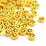 100 PIECES PACK' 9-10 MM ROUND ACRYLIC SMILEY BEADS