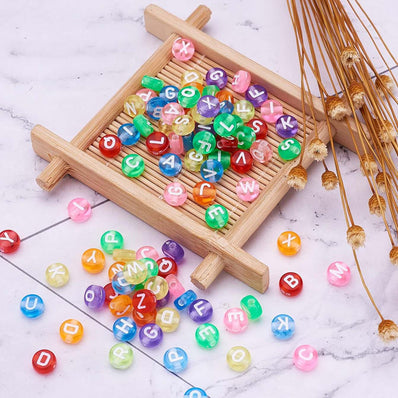 100 PIECES PACK' ALPHABET ACRYLIC BEADS' 6 MM' SUPER FINE QUALITY