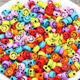 100 PIECES PACK' 9-10 MM ROUND MULTICOLOR MIX ACRYLIC SMILEY BEADS