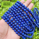 DEEP BLUE' SODALITE 8 MM ROUND AUTHENTIC SEMIPRECIOUS BEADS' 44-46 BEADS' SOLD BY PER LINE PACK