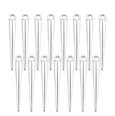 30 Pcs Pack' 35 mm Approx Long Spike charms for jewelry making in silver plated