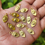 10 PIECES PACK' GOLD OXIDIZED' EVIL EYE CHARMS ' 19 MM APPROX SIZE