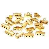 6 PIECES PACK' 3 HOLES' 14 MM LONG' BRIGHT GOLD SPACER BAR CONNECTORS