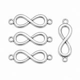 10pcs Silver Infinity Link Connector Charms, Figure 8 Infinity Symbol Connectors, Double Loop Metal Charms for Bracelet, Necklace & DIY Jewelry Making