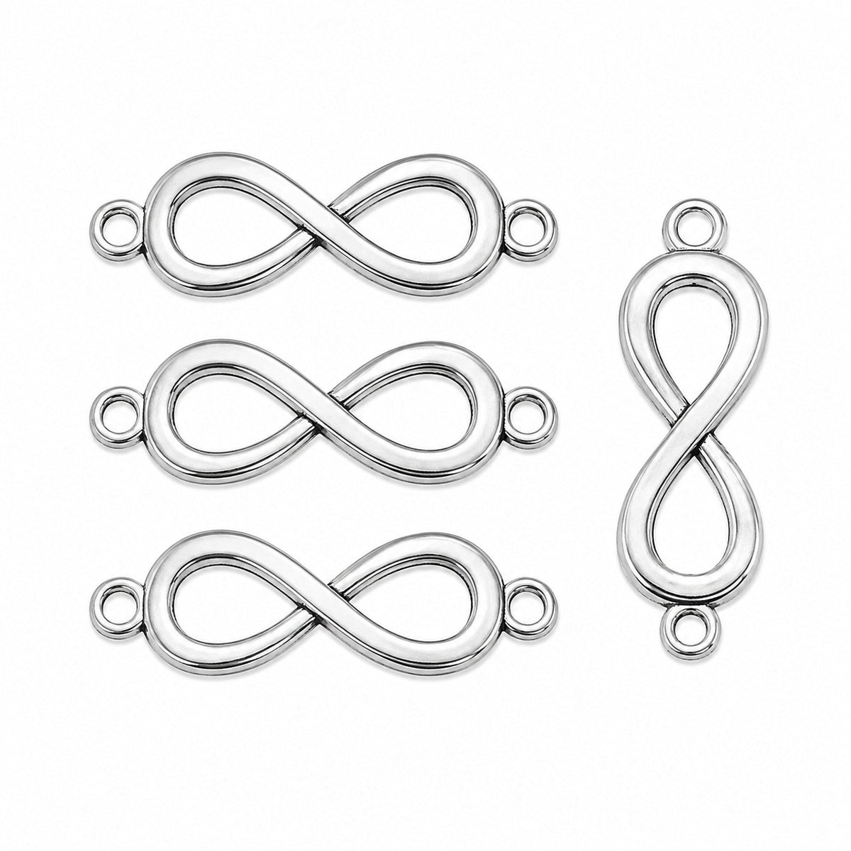 10pcs Silver Infinity Link Connector Charms, Figure 8 Infinity Symbol Connectors, Double Loop Metal Charms for Bracelet, Necklace & DIY Jewelry Making
