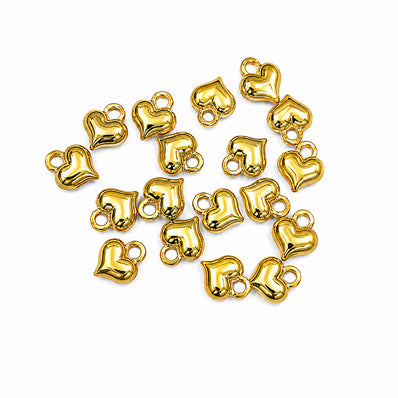 20pcs Small Gold and Silver Heart Charms, Puffy Heart Pendant Charms, Mini Metal Heart Charms for Bracelet Necklace Earrings DIY Jewelry Making Findings