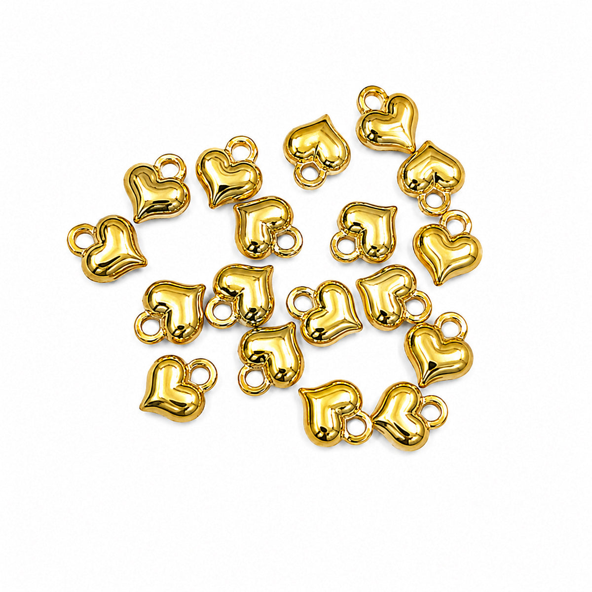 20pcs Small Gold and Silver Heart Charms, Puffy Heart Pendant Charms, Mini Metal Heart Charms for Bracelet Necklace Earrings DIY Jewelry Making Findings
