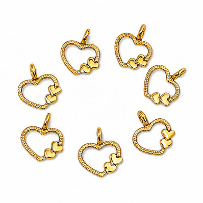 20pcs Gold Open Heart Charms with Double Hearts, Hollow Heart Pendant Charms, Love Heart Metal Charms for Bracelet Necklace Earrings DIY Jewelry Making Findings
