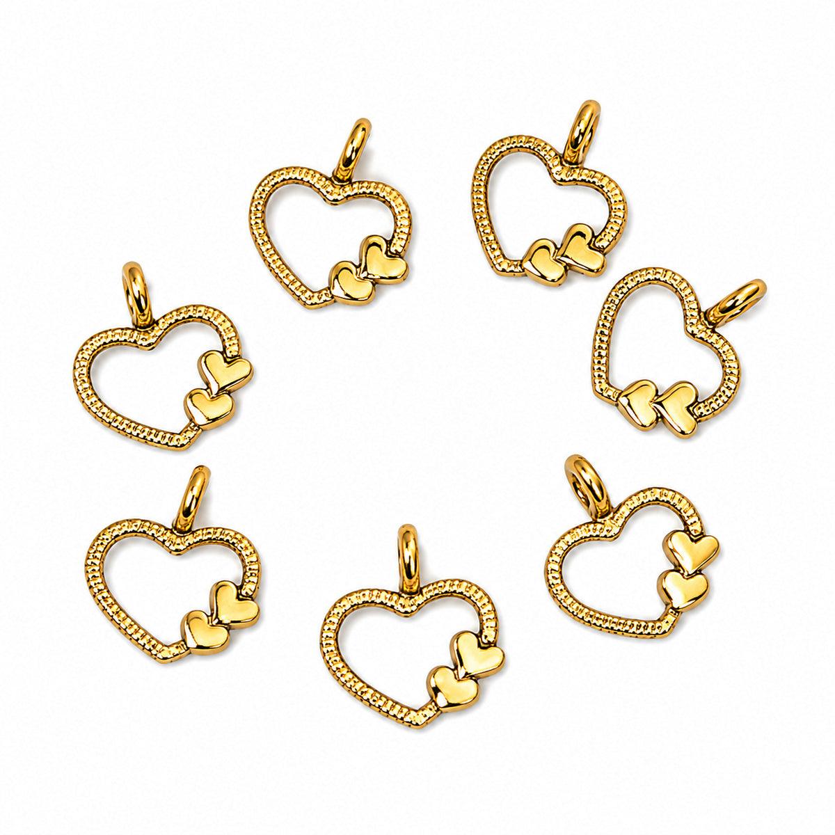 20pcs Gold Open Heart Charms with Double Hearts, Hollow Heart Pendant Charms, Love Heart Metal Charms for Bracelet Necklace Earrings DIY Jewelry Making Findings