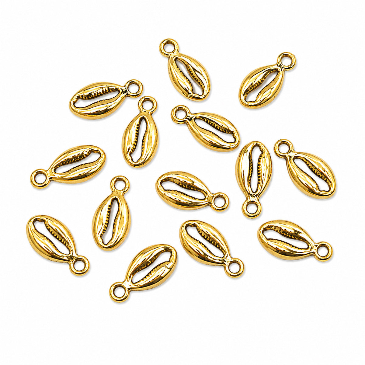 20pcs Gold Cowrie Shell Charms, Mini Sea Shell Pendant Charms, Ocean Beach Shell Charms for Bracelet Necklace Earrings DIY Jewelry Making Findings