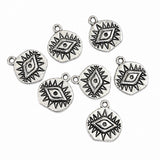 10pcs Silver Evil Eye Coin Charms, Round Protection Eye Pendant Charms, Boho Lucky Eye Charms for Bracelet Necklace Earrings DIY Jewelry Making Findings