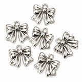 10pcs Silver Ribbon Bow Charms, Elegant Bowknot Pendant Charms, Metal Bow Charms for Bracelet Necklace Earrings DIY Jewelry Making Findings