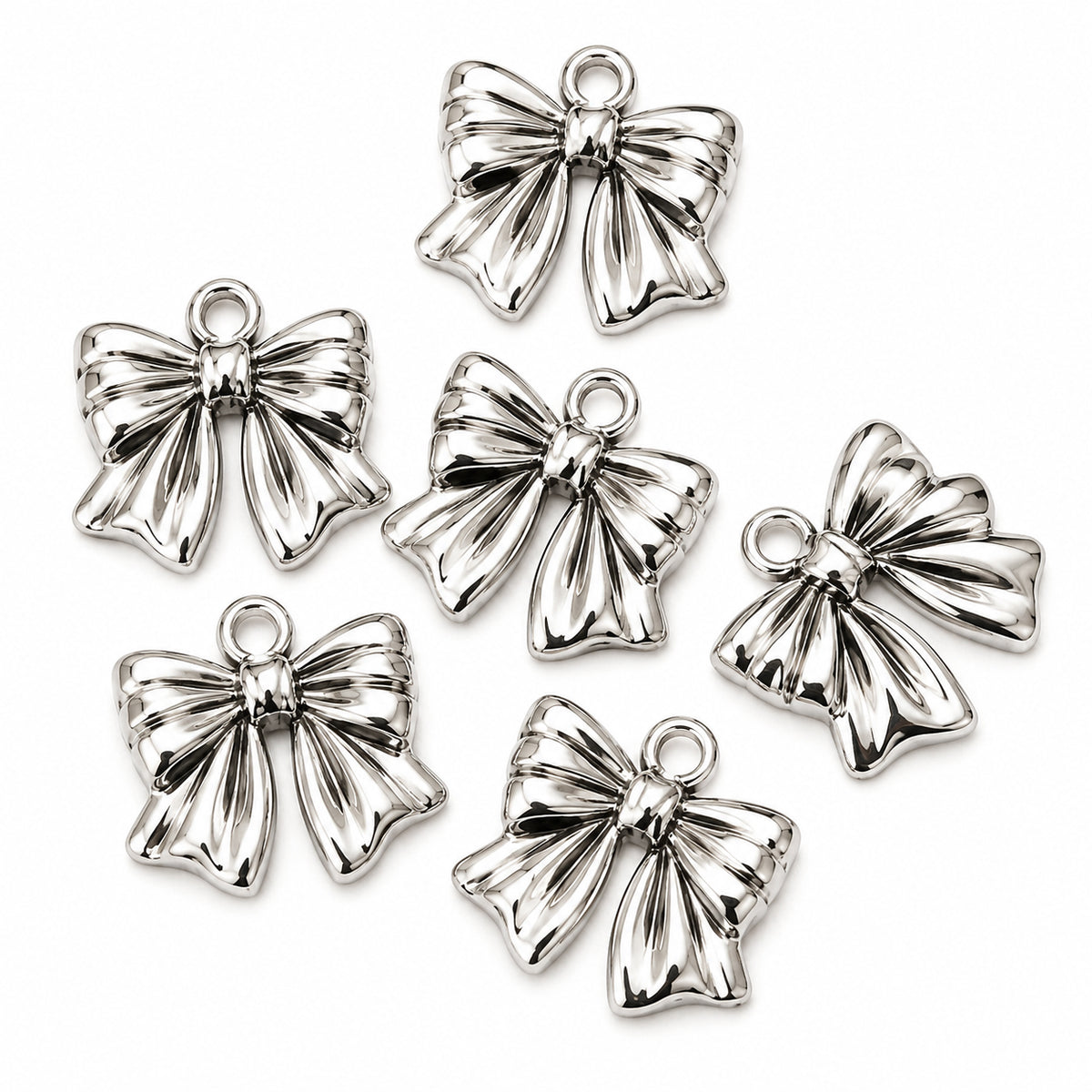10pcs Silver Ribbon Bow Charms, Elegant Bowknot Pendant Charms, Metal Bow Charms for Bracelet Necklace Earrings DIY Jewelry Making Findings