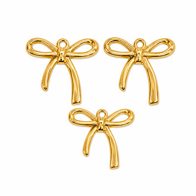 10pcs Gold Ribbon Bow Charms, Minimalist Bowknot Pendant Charms, Open Bow Charms for Bracelet Necklace Earrings DIY Jewelry Making Findings