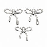 10pcs Silver Ribbon Bow Charms, Minimalist Bowknot Pendant Charms, Open Bow Charms for Bracelet Necklace Earrings DIY Jewelry Making Findings