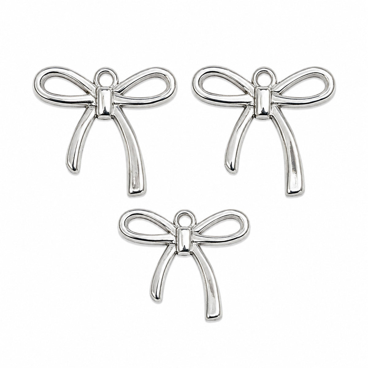 10pcs Silver Ribbon Bow Charms, Minimalist Bowknot Pendant Charms, Open Bow Charms for Bracelet Necklace Earrings DIY Jewelry Making Findings