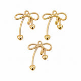 10pcs Gold Bow with Heart Dangle Charms, Ribbon Bow Heart Pendant Charms, Cute Bowknot Charms for Bracelet Necklace Earrings DIY Jewelry Making Findings