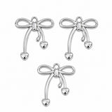 10pcs Silver Bow with Heart Dangle Charms, Ribbon Bow Heart Pendant Charms, Cute Bowknot Charms for Bracelet Necklace Earrings DIY Jewelry Making Findings
