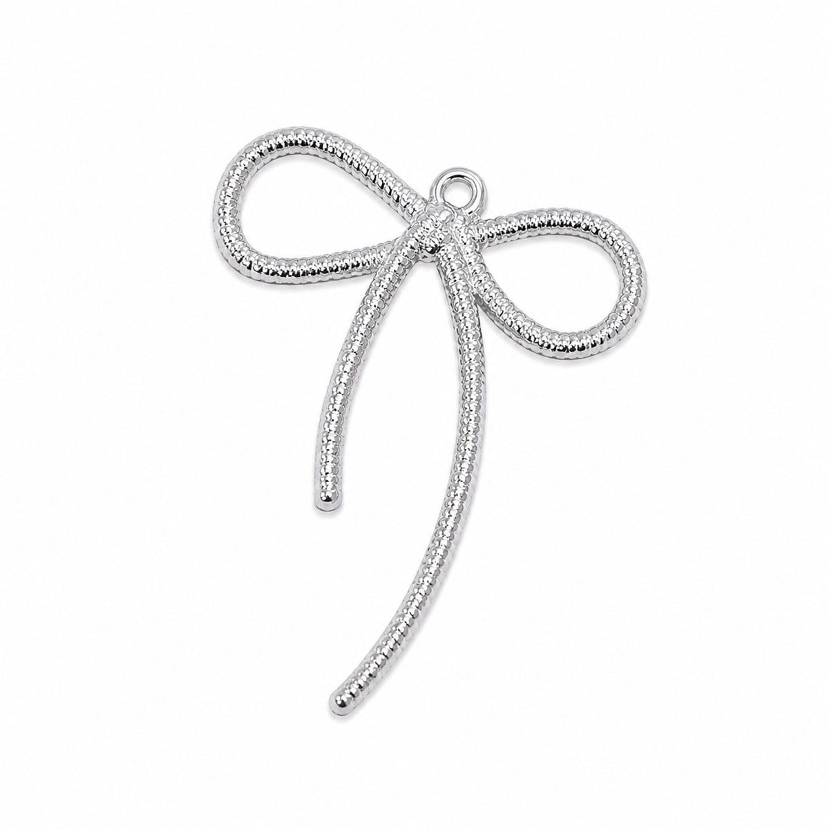 5pcs Large Silver Bow Charms, Big Ribbon Bow Pendant Charms, Textured Bowknot Charms for Necklace Earrings Bracelet DIY Jewelry Making Findings