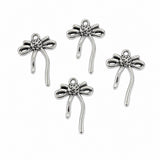 20pcs Silver Oxidized Tone Bow Charms with Flower Center, Vintage Ribbon Bow Pendant Charms for Bracelet Necklace Earrings DIY Jewelry Making Findings