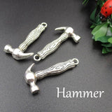 10 PIECES PACK' HAMMER SILVER OXIDIZED CHARMS' 30x15 MM