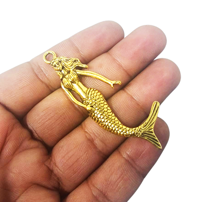 2 PIECES PACK OF MERMAID CHARMS' 62x18 MM APPROX SIZE' GOLD OXIDIZED