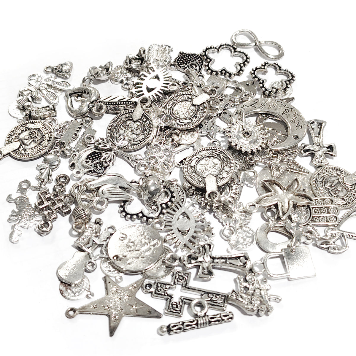ASSORTED MIX PACK OF GERMAN SILVER CHARMS