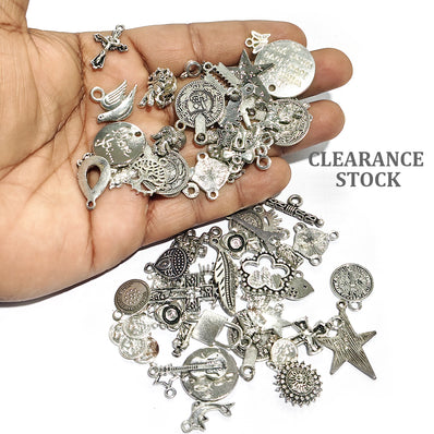 ASSORTED MIX PACK OF GERMAN SILVER CHARMS