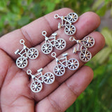 15 PIECES PACK OF BICYCLE CHARMS' 18 MM' SILVER OXIDIZED