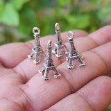 10 PIECES PACK OF EIFFEL TOWER CHARMS' 18 MM' SILVER OXIDIZED
