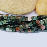 Indian Agate Natural Gemstone Semi Precious Beads in 5mm Size Cube Shape Approximately 90 Beads in String