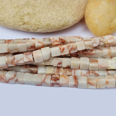 Jasper Natural Gemstone Semi Precious Beads in 5mm Size Cube Shape Approximately 90 Beads in String