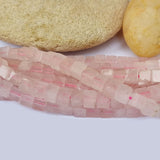 Rose Quartz Natural Gemstone Semi Precious Beads in 5mm Size Cube Shape Approximately 90 Beads in String