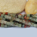 Moss Agate Natural Gemstone Semi Precious Beads in 5mm Size Cube Shape Approximately 90 Beads in String