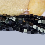 Black Onyx Natural Gemstone Semi Precious Beads in 5mm Size Cube Shape Approximately 90 Beads in String