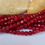 Jade Natural Gemstone Semi Precious Beads in 5mm Size Faceted Cube Shape Approximately 60 Beads in String