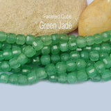 Jade Natural Gemstone Semi Precious Beads in 5mm Size Faceted Cube Shape Approximately 60 Beads in String