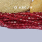 Jade Natural Gemstone Semi Precious Beads in 4.5mm Size Faceted Cube Shape Approximately 90 Beads in String