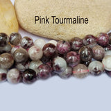 Pink tourmaline Natural Gemstone Semi Precious Beads Round 8mm Size  Approximately 52 Beads in String