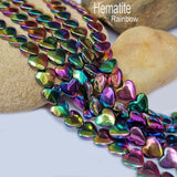 Hematite rainbow Natural Gemstone Semi Precious Beads Approx 7x8mm Heart Shape  Approximately 62 Beads in String