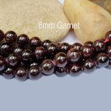 Garnet Natural Gemstone Semi Precious Beads 8mm size, Approximately 48 Beads in String