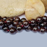 Garnet Natural Gemstone Semi Precious Beads 10mm size, Approximately 43 Beads in String