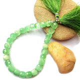 Natural Cats Eye Green Faceted Israel Cut Fine quality Semi Precious Beads Approx 8x8mm, Approximately 27 Beads in String