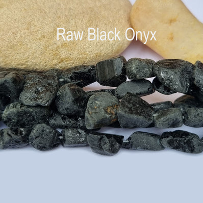 Raw Black Onyx Natural Gemstone Semi Precious Beads Approx 12~14mm  Approximately 33 Beads in String