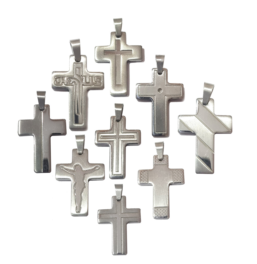 Life time Guaranteed Stainless Steel  Locket Pendants, High Quality, Sold Per 3 Pcs Random Mix Pack, Cross pendants,