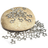 30 PIECES PACK' 11x9 MM APPROX STAR CHARMS SILVER OXIDIZED